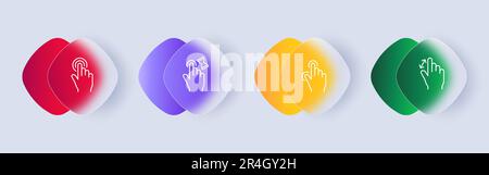 Set di icone dello schermo a sfioramento. Interfacce touch-based per il controllo di dispositivi elettronici. Concetto di tecnologia. Stile glassmorfismo. Icona della linea vettoriale per Busine Illustrazione Vettoriale