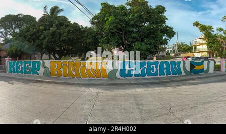 Murales a Alice Town, Bimini Nord, Bahamas Foto Stock