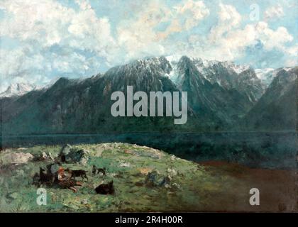 Panoramica , Vista delle Alpi, Les Dents du Midi, 1877 di, Gustave Courbet Foto Stock