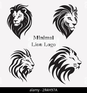 Logo Lion Face e T-shirt design collezione file vettoriale completamente modificabile Illustrazione Vettoriale