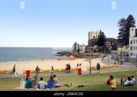 Sydney, NSW, Australia - 12-15-2019: Persone che si rilassano nel parco sud di Cronulla. Foto Stock