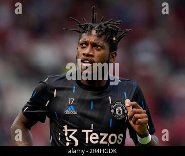 Manchester, Regno Unito. 28th maggio, 2023. Fred del Manchester United durante la partita della Premier League a Old Trafford, Manchester. Il credito dell'immagine dovrebbe essere: Andrew Yates/Sportimage Credit: Sportimage Ltd/Alamy Live News Foto Stock