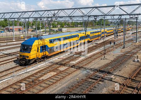 Nederlandse Spoorwegen DDZ treno interurbano alla stazione di Zwolle Foto Stock