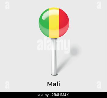 Marcatore mappa pin bandiera paese Mali Illustrazione Vettoriale