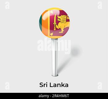 Marcatore della mappa puntino della bandiera dello Sri Lanka Illustrazione Vettoriale