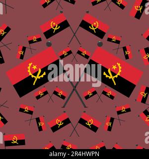 Illustrazione vettoriale dei flag Angola pattern e sfondo giallo scuro. Illustrazione Vettoriale