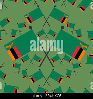 Illustrazione vettoriale dei flag Zambia pattern e sfondo giallo scuro. Illustrazione Vettoriale