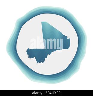 Logo Mali. Distintivo del paese. Segno circolare a strati intorno alla forma del bordo del Mali. Illustrazione vettoriale trendy. Illustrazione Vettoriale