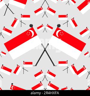 Vector Illustration of Pattern Singapore Flags and WhiteColors background. Illustrazione Vettoriale