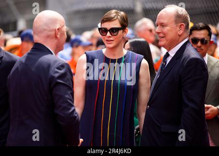 Monaco, Monaco. 28th maggio, 2023. HSH Princess Charlene di Monaco, noto anche come Charlene Lynette Wittstock, HSH Prince Albert II di Monaco, ritratto durante il Gran Premio di Formula 1 di Monaco 2023, 6th° round del Campionato del mondo di Formula uno 2023 dal 26 al 28 maggio 2023 sul circuito di Monaco, In Monaco - Foto Julien Delfosse/DPPI Credit: DPPI Media/Alamy Live News Credit: DPPI Media/Alamy Live News Foto Stock