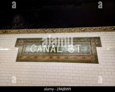 Stazione della metropolitana di New York, Canal Street Foto Stock