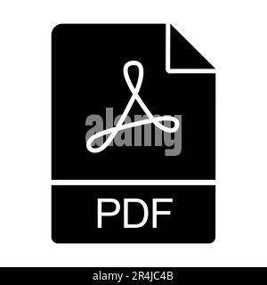Icona del documento PDF digitale isolata su vettore bianco e nero Illustrazione Vettoriale
