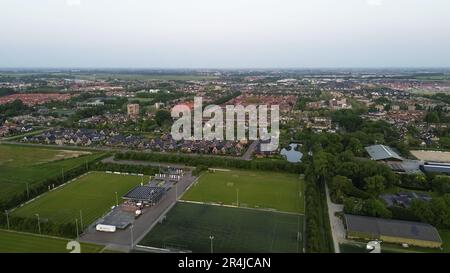 Vista dall'alto del quartiere "Zuidplas" nella città di Waddinxveen, Paesi Bassi. Foto Stock