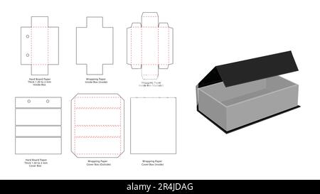 Blocco magnete modello linea matrice scatola rigida e rendering 3D. Illustrazione Vettoriale