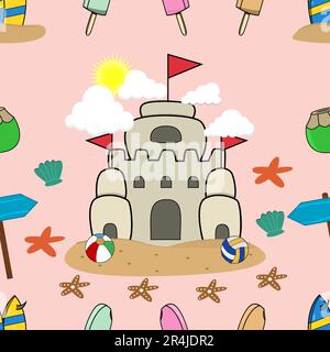 Illustrazione vettoriale di Palazzo di modello, tema di ora legale, icona e sfondo di colori rosa Illustrazione Vettoriale