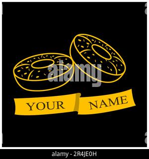 Vector Illustration di due Dounat Logo, Gold e Black Colors sfondo Illustrazione Vettoriale