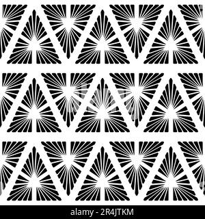 Modello senza giunture astratto. Ripetizione geometrica della forma nera isolata su sfondo bianco. Ripetizione della linea geometrica per le stampe di progetto. Ripetizione semplice Illustrazione Vettoriale