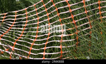 Rete di sicurezza in plastica arancione Foto Stock