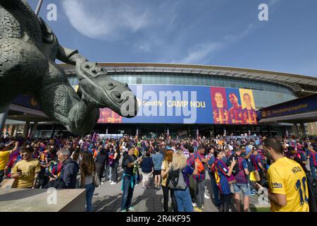 Barcellona, ESP. 28th maggio, 2023. FC BARCELONA vs RCD MALLORCA 28 maggio 2023 Spotify Camp Nou prima della partita tra FC Barcelona e RCD Mallorca corrispondente al trentasette giorni di la Liga Santander al Spotify Camp Nou di Barcellona, Spagna. Credit: Rosdemora/Alamy Live News Foto Stock