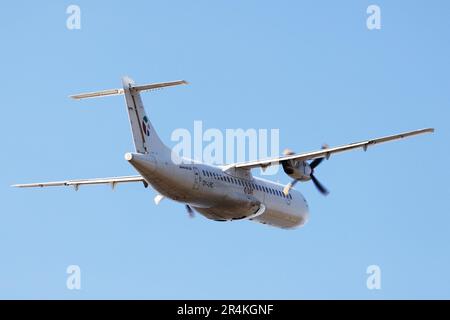 DAT DANISH AIR TRANSPORT L'UNICA COMPAGNIA AEREA CHE COLLEGA LA SICILIA A PANTELLERIA E LAMPEDUSA nella foto a DAT Airlines ATR72-212 Foto Stock