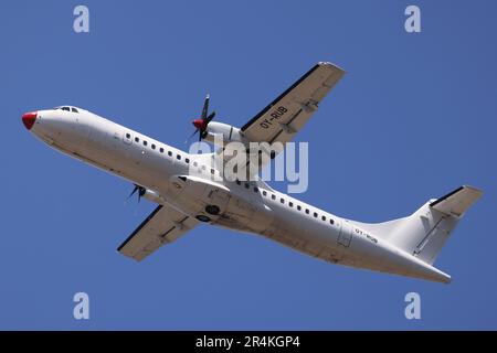 DAT DANISH AIR TRANSPORT L'UNICA COMPAGNIA AEREA CHE COLLEGA LA SICILIA A PANTELLERIA E LAMPEDUSA nella foto a DAT Airlines ATR72-212 Foto Stock