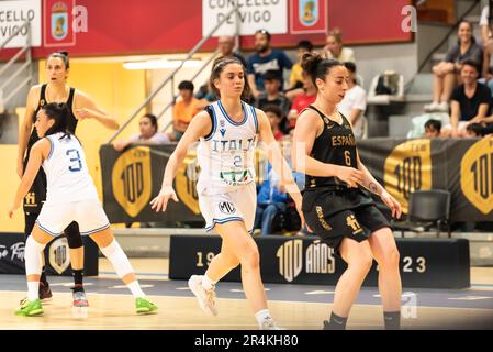 Vigo, Spagna. 25th maggio 2023. Dominguez in Spagna seguito dalla Villa d'Italia durante un gioco d'attacco. Credit: xan Gasalla / Alamy Live News. Foto Stock