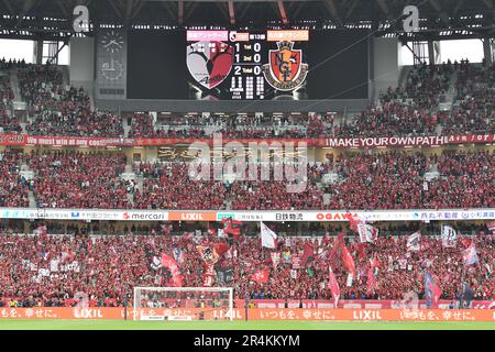 Tokyo, Giappone. 14th maggio, 2023. I fan di Kashima Antlers festeggiano dopo la partita della Lega 2023 J1 tra Kashima Antlers 2-0 Nagoya Grampus al Japan National Stadium di Tokyo, Giappone, 14 maggio 2023. Credit: AFLO/Alamy Live News Foto Stock