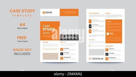 Modello di case study aziendale | opuscolo di case study | Layout del volantino a due lati Illustrazione Vettoriale