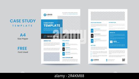 Modello di case study aziendale | opuscolo di case study | Layout del volantino a due lati Illustrazione Vettoriale