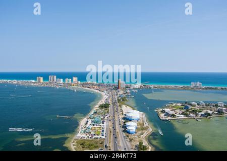 Veduta aerea della spiaggia di Pensacola, FL Foto Stock