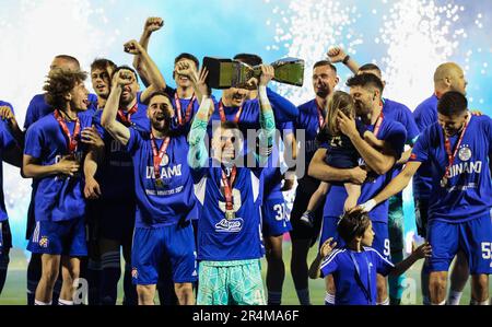 Zagabria, Croazia. 28th maggio, 2023. Durante il Supersport HNL round 36 partita tra GNK Dinamo Zagreb e HNK Gorica allo stadio Maksimir, a Zagabria, Croazia, il 28 maggio 2023. Foto: Jurica Galoic/PIXSELL Credit: Pixsell/Alamy Live News Foto Stock