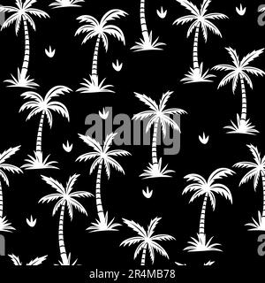 Modello senza cuciture Palm tree su sfondo nero Illustrazione Vettoriale