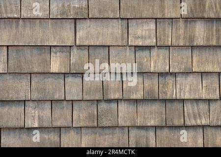 Sfondo da un muro fatto di scandole di legno Foto Stock