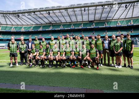 LONDRA, REGNO UNITO. 28st maggio 2023. Foto della squadra del mondo XV durante la gara di Barbarians contro il mondo XV allo stadio di Twickenham domenica 28 maggio 2023. LONDRA INGHILTERRA. Credit: Taka G Wu/Alamy Live News Foto Stock