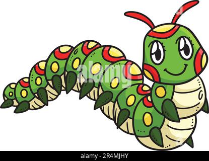 Baby Caterpillar Cartoon colorato Clipart Illustrazione Vettoriale