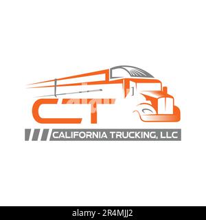 California Trucking business logo design concetto Illustrazione Vettoriale