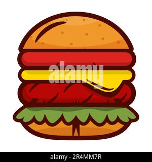 hamburger icon, illustrazione vettoriale per elementi e concetti di progettazione di alimenti e bevande Illustrazione Vettoriale
