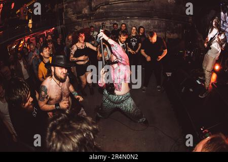 Copenaghen, Danimarca. 14th maggio 2023. L'allievo della band metal britannica Slicer suona un concerto dal vivo durante il mini-festival Un colossale weekend 2023 a Copenhagen. (Photo credit: Gonzales Photo - Peter Troest). Foto Stock