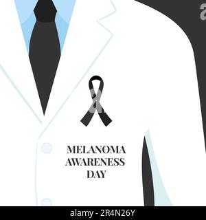 Illustrazione del nastro del giorno di consapevolezza del cancro della pelle del melanoma Illustrazione Vettoriale