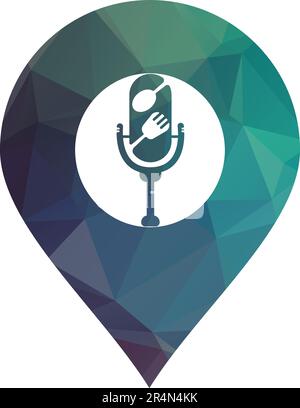 Podcast food logo icona disegni vettore. Cibo Podcast per segno, mascotte o altro Illustrazione Vettoriale