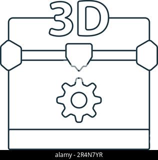 icona di produzione 3d. Semplice segno monocromatico dalla collezione di digitalizzazione. icona di produzione 3d per logo, modelli, web design e infografiche. Illustrazione Vettoriale