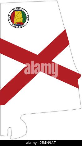 Mappa dell'Alabama state USA Illustrazione Vettoriale