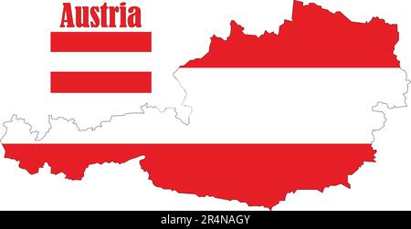 Austria Mappa e Bandiera Illustrazione Vettoriale