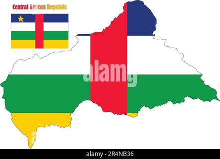Mappa e bandiera della Repubblica Centrafricana Illustrazione Vettoriale