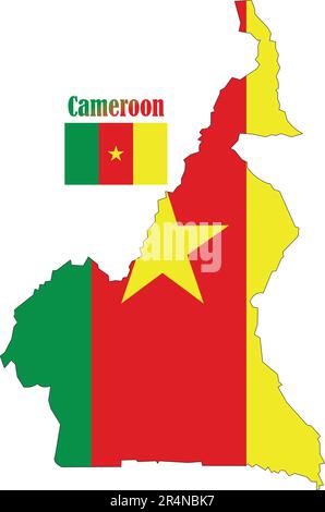 Mappa e bandiera del Camerun Illustrazione Vettoriale