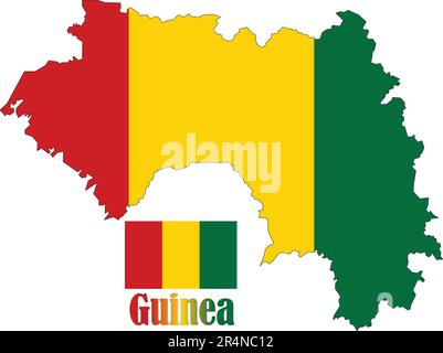 Mappa e bandiera della Guinea Illustrazione Vettoriale