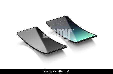 Nero acceso spento mockup nero con display ribaltabile, nessuna gravità Foto Stock