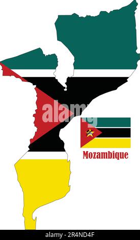 Mappa e bandiera del Mozambico Illustrazione Vettoriale
