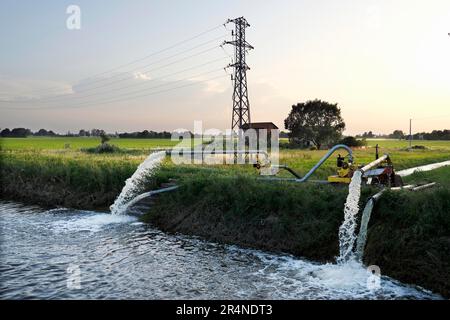 Europa, Italia, Regione Emilia Romagna, Conselice (Ravenna), Maggio 23, 2023 : maltempo in Emilia Romagna, la città è completamente allagata dopo l'over Foto Stock