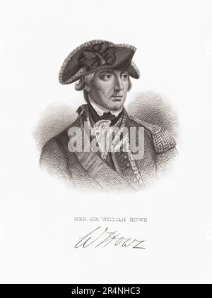 William Howe, 5th Visconte Howe, 1729 – 1814. Ufficiale dell'esercito britannico. Howe era il comandante in capo delle forze terrestri britanniche nelle colonie durante la guerra di indipendenza americana. Dopo un ritratto del 18th° secolo. Foto Stock